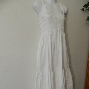 French Connection square neck gathered bodice white cotton maxi lined sundress